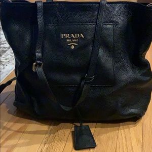 Prada Daino Top Zip Leather Tote